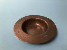 A copper Arts and Crafts dish, signed 'The Birmingham Guild Ltd England'