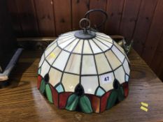 A pair of Tiffany style leaded glass lights