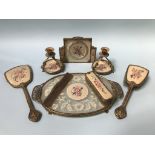 A Petit Point dressing table set