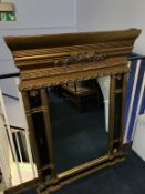 Modern gilt overmantel mirror, 100 x 135cm