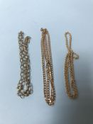 Three 9ct gold necklaces, 36g