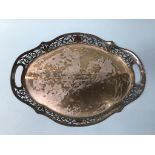 A 'sterling' silver tray, engraved inscription 'Presented to Wor Bro R S Haughton Deputy District