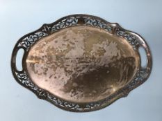 A 'sterling' silver tray, engraved inscription 'Presented to Wor Bro R S Haughton Deputy District