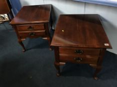 A pair of reproduction mahogany side tables