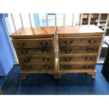 Am pair of yew bedside cabinets