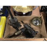 One box of model engines and a brass lamp