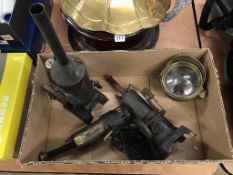 One box of model engines and a brass lamp