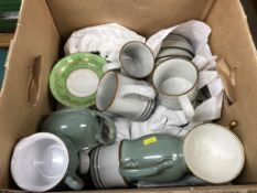 A box of china, to include Denby etc.