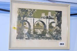 Print, Norman Wade, dated **80, 'Prebends bridge, Durham', signed in pencil, 22cm x 30cm