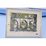 Print, Norman Wade, dated **80, 'Prebends bridge, Durham', signed in pencil, 22cm x 30cm