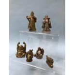 Five metal ware Buddhas etc.