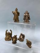 Five metal ware Buddhas etc.