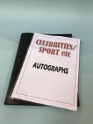 Autographs; Over twenty two signatures, some with photographs to include Fred Perry, Bobby Robson,