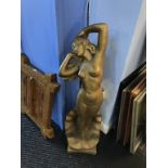 An Art Deco style plaster figure of a nude lady, 105cm height