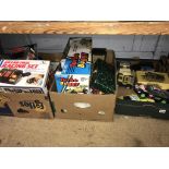 Three boxes of various toys