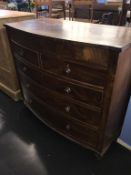 A 19th century mahogany bow front chest of drawers, 123cm width