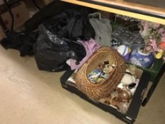 Two trays of assorted, various hats etc.