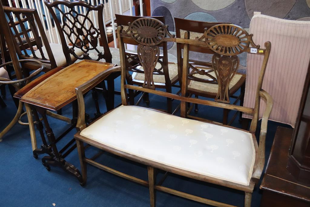 An Edwardian mahogany two seater settee and a nest of tables - Image 2 of 2