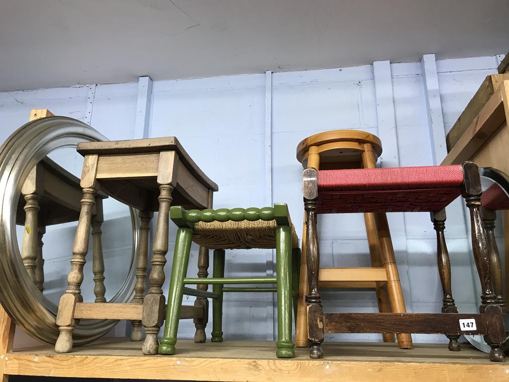 Various stools and mirrors