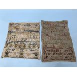 Two unframed samplers, one dated 1769