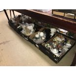 Five trays of china and glass