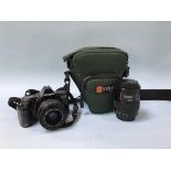A Minolta camera and accessories