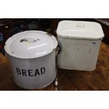 Two enamel bread bins