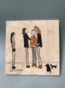 John Goodland, after Lowry, oil on canvas, label to verso, 20cm x 20cm