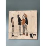John Goodland, after Lowry, oil on canvas, label to verso, 20cm x 20cm