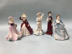 Five Coalport figures