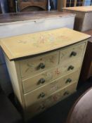 A decorative painted chest of drawers, 92cm width