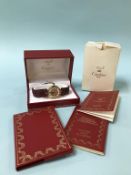 A ladies Cartier Vendome Vermeil Quartz wristwatch, boxed with paperwork