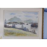 Robin Harvey Wyllie, watercolour, signed, 'Loch Tay with Ben Lawes beyond', 41cm x 60cm