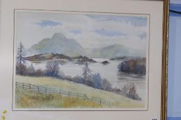 Robin Harvey Wyllie, watercolour, signed, 'Loch Tay with Ben Lawes beyond', 41cm x 60cm