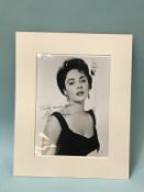 Autographs; Signed photograph in mount, Elizabeth Taylor, with letter of authentication