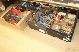 Four boxes of assorted tools and parts