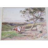 J. Jobling, watercolour, signed, 'Cattle in a rural landscape', 24cm x 31cm