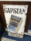 An original enamel advertising sign, 'Capstan Cigarettes Sold Here', 91cm x 46cm