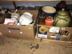 Three boxes of assorted, to include West German pottery etc.