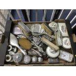 A Petit Point dressing table set, a silver top dressing set etc.