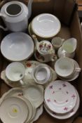Two trays, to include tea china, and figures etc.