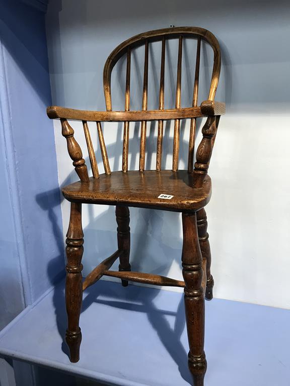 A child's Windsor high chair