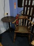A Smokers bow armchair and a 19th century mahogany tripod table