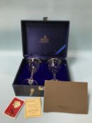 A boxed pair of German wine glasses