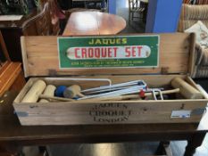 A boxed Jacques croquet set