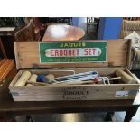 A boxed Jacques croquet set