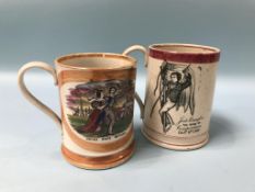 Two Victorian 'Frog' tankards, 'Jack Safe Return', and 'Jack Crawford the Hero of Camperdown' (2)