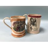 Two Victorian 'Frog' tankards, 'Jack Safe Return', and 'Jack Crawford the Hero of Camperdown' (2)