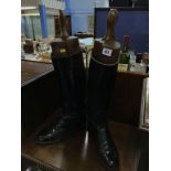 A pair of leather riding boots