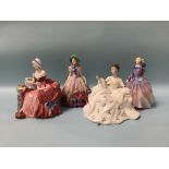 Four Royal Doulton figures, 'Easter Day', 'Blithe Morning', 'My Love', and 'Penelope'